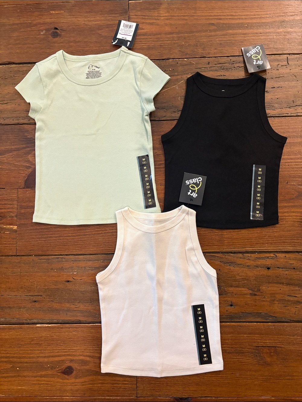 art class Girls Tank & Tee Set - Black, Pale Green, Cream
